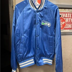 Vintage Blue Satin Seattle Seahawks Jacket
